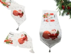 Julbordsrunner julmotiv vit 205x35 cm