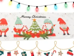 Julbordsrunner julmotiv vit 205x35 cm