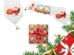 Julbordsrunner julmotiv vit 205x35 cm