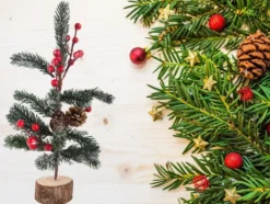 Juldekoration julgran på träfot 30 cm, bas 7 cm