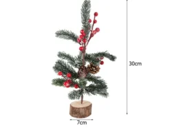 Juldekoration julgran på träfot 30 cm, bas 7 cm