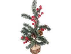 Juldekoration julgran på träfot 30 cm, bas 7 cm