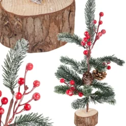 Juldekoration julgran på träfot 30 cm, bas 7 cm