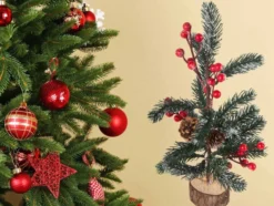 Juldekoration julgran på träfot 30 cm, bas 7 cm