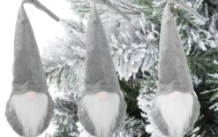 Juldekoration jultomte grå 30 cm filt/plast med böjbar luva