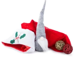 Juldekoration jultomte grå 30 cm filt/plast med böjbar luva