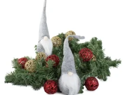 Juldekoration jultomte grå 30 cm filt/plast med böjbar luva