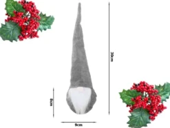 Juldekoration jultomte grå 30 cm filt/plast med böjbar luva