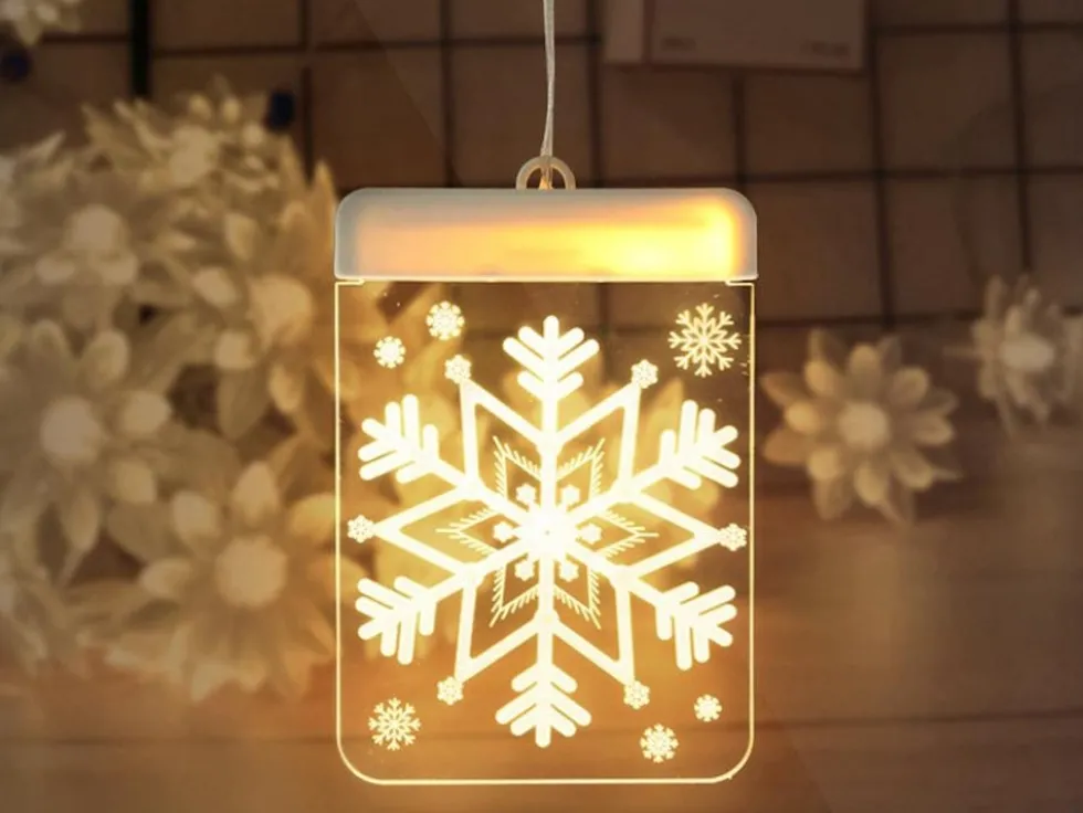 Juldekoration LED 3D stained glass 6 LED varmvit 42 cm