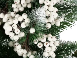 Juldekoration rönnbärsbuketter 5-pack frostad vit, 15 cm