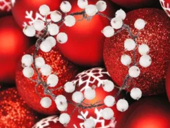 Juldekoration rönnbärsbuketter 5-pack frostad vit, 15 cm