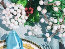 Juldekoration rönnbärsbuketter 5-pack frostad vit, 15 cm