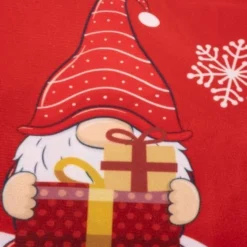Julduk bordslöpare 220x40 cm polyester röd med tomtar och snöflingor