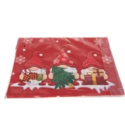 Julduk bordslöpare 220x40 cm polyester röd med tomtar och snöflingor
