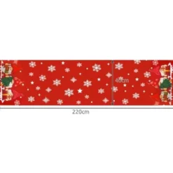 Julduk bordslöpare 220x40 cm polyester röd med tomtar och snöflingor