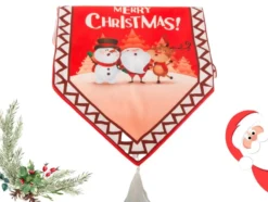 Julduk bordsrunner 205x35 cm röd med julmotiv och tofsar