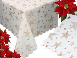Julduk polyester vit med stjärnor/snöflingor 140 x 220 cm