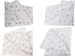 Julduk polyester vit med stjärnor/snöflingor 140 x 220 cm