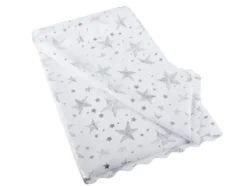 Julduk polyester vit med stjärnor/snöflingor 140 x 220 cm