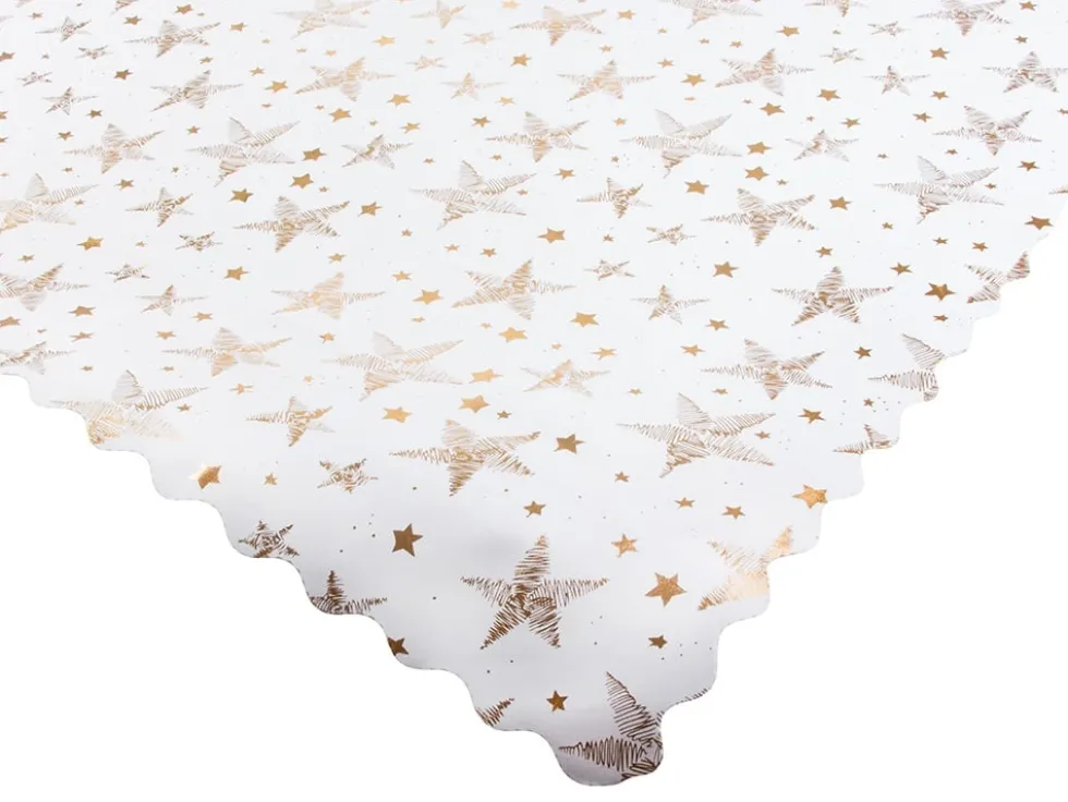Julduk polyester vit med stjärnor/snöflingor 140 x 220 cm