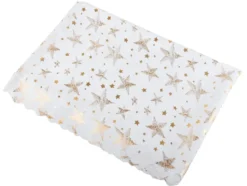 Julduk polyester vit med stjärnor/snöflingor 140 x 220 cm