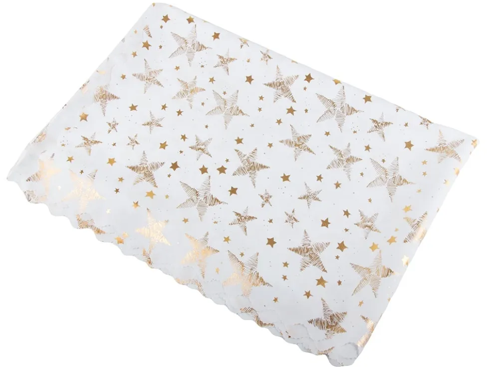 Julduk polyester vit med stjärnor/snöflingor 140 x 220 cm