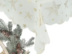 Julduk polyester vit med stjärnor/snöflingor 140 x 220 cm