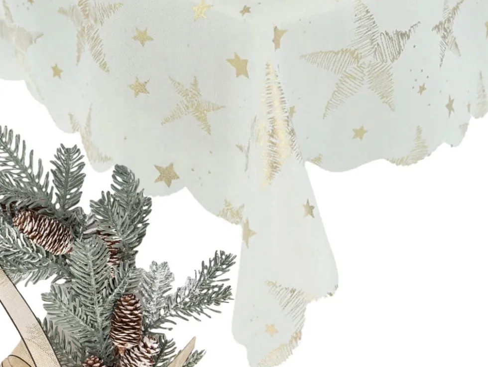 Julduk polyester vit med stjärnor/snöflingor 140 x 220 cm