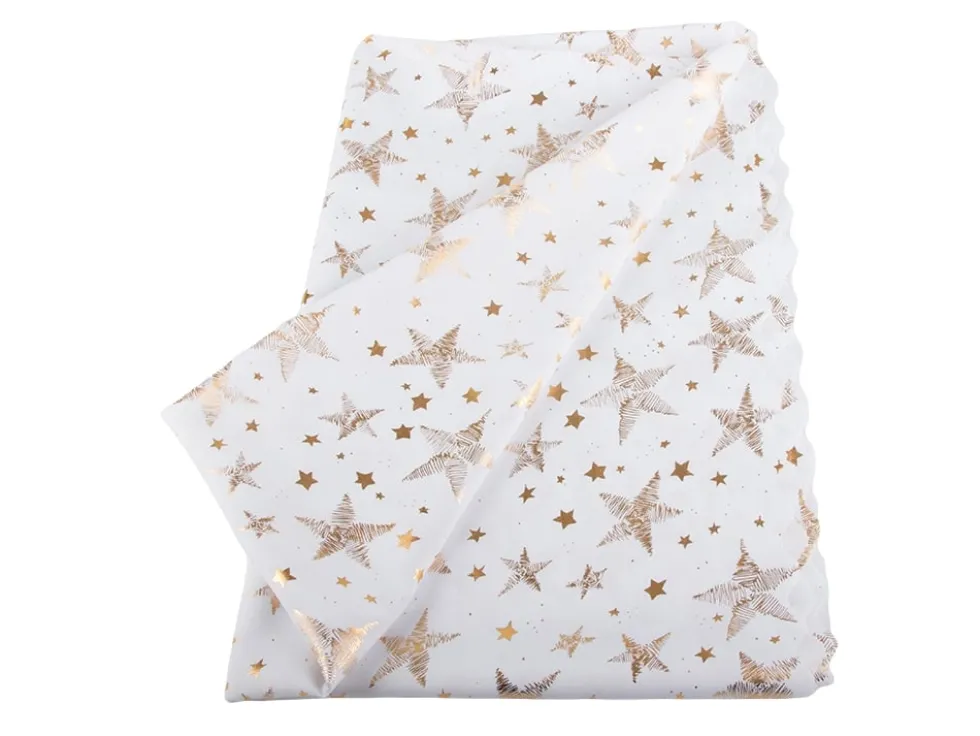 Julduk polyester vit med stjärnor/snöflingor 140 x 220 cm