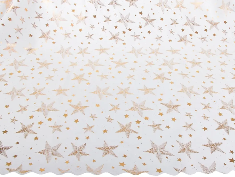 Julduk polyester vit med stjärnor/snöflingor 140 x 220 cm
