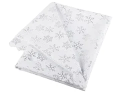 Julduk polyester vit med stjärnor/snöflingor 140 x 220 cm