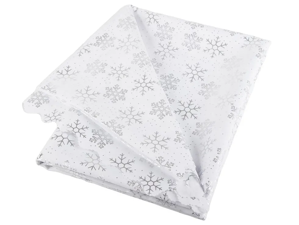 Julduk polyester vit med stjärnor/snöflingor 140 x 220 cm