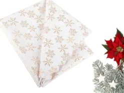 Julduk polyester vit med stjärnor/snöflingor 140 x 220 cm
