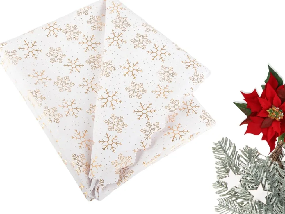 Julduk polyester vit med stjärnor/snöflingor 140 x 220 cm