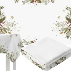 Julduk vit med tryck 140x220 cm polyester fläckresistent
