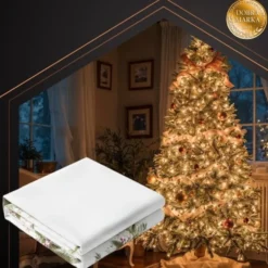 Julduk vit med tryck 140x220 cm polyester fläckresistent