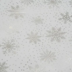 Julduk 140x220 cm polyester vit med silver snöflingor, tvättbar
