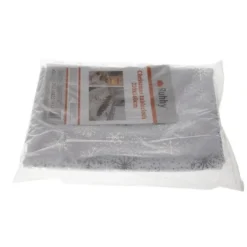 Julduk 140x220 cm polyester vit med silver snöflingor, tvättbar
