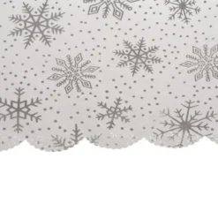 Julduk 140x220 cm polyester vit med silver snöflingor, tvättbar