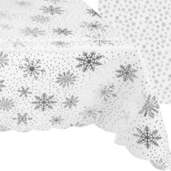 Julduk 140x180 cm polyester vit/silver med snöflingor, tvättbar