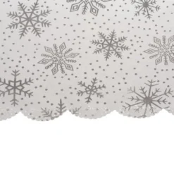 Julduk 140x260 cm vit/silver snöflingor polyester tvättbar