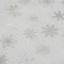 Julduk 140x260 cm vit/silver snöflingor polyester tvättbar
