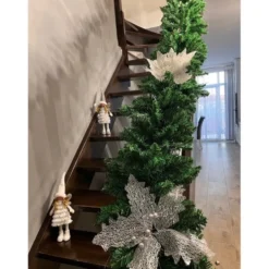 Julfigur stående älva 40 cm vit/silver med glittervingar