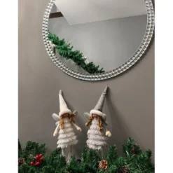 Julfigur stående älva med glittrande vingar 40 cm vit/grå/silver