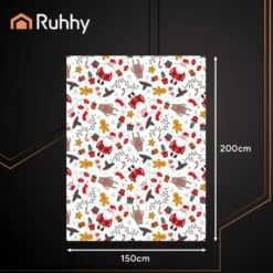Julfilt polyester 150x200 cm vit/flerfärgad, maskintvättbar