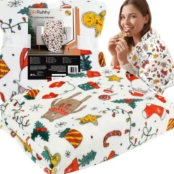 Julfilt polyester 150x200 cm vit/flerfärgad, maskintvättbar