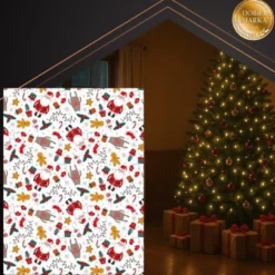 Julfilt polyester 150x200 cm vit/flerfärgad, maskintvättbar