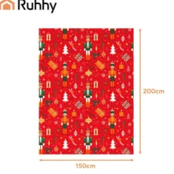 Julfilt 150x200 cm polyester röd/flerfärgad, maskintvätt 30°C