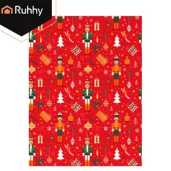 Julfilt 150x200 cm polyester röd/flerfärgad, maskintvätt 30°C