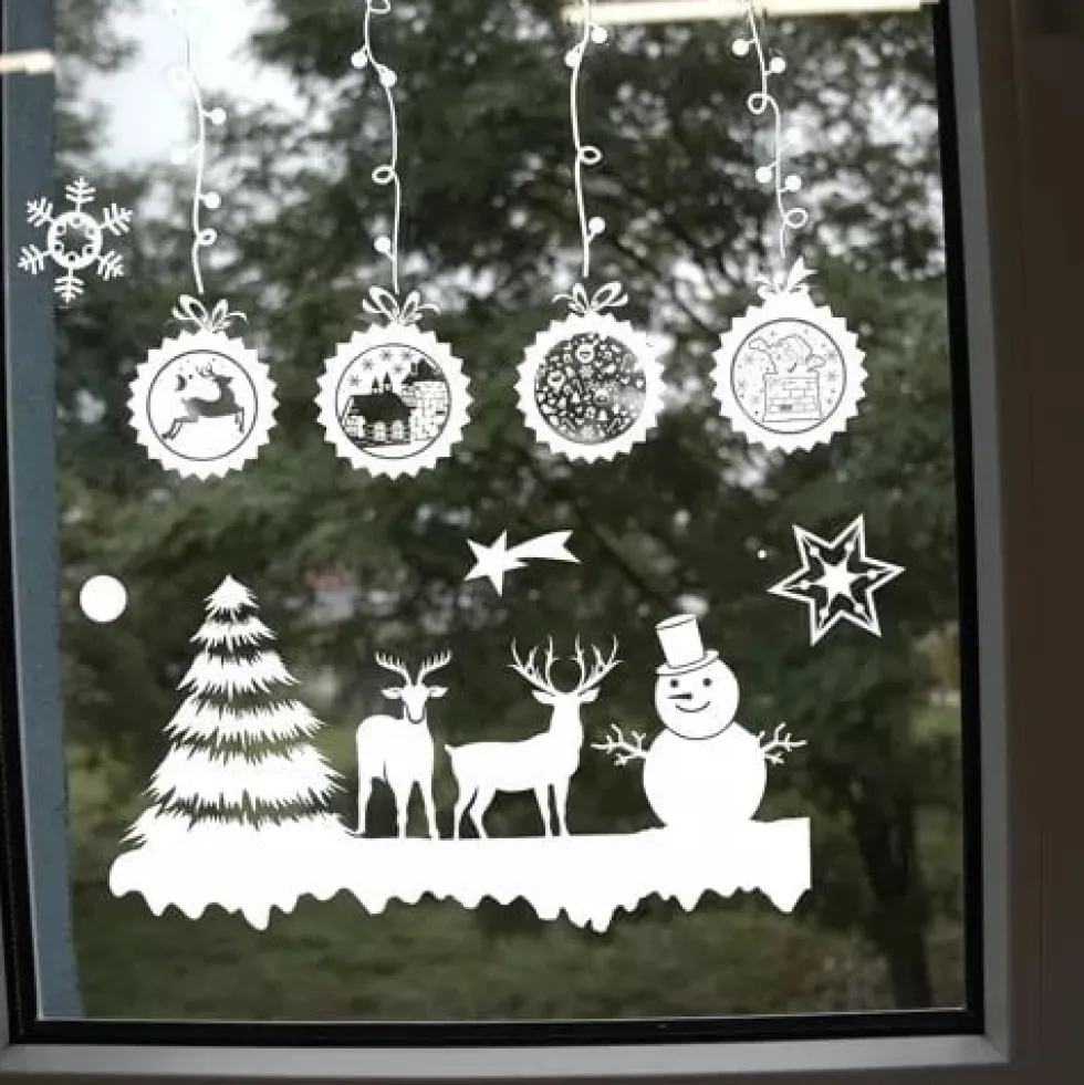 Julfönsterdekaler PVC 34 cm statisk fäste utan lim för glas & speglar